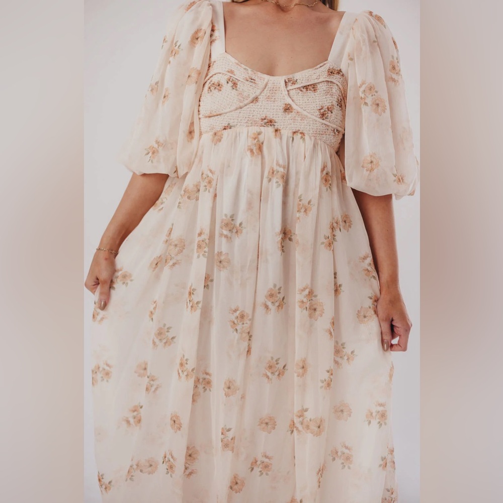 Taupe floral maxi dress